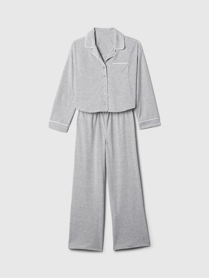 Gri Geri Dönüştürülmüş Çizgili Pijama Takımı