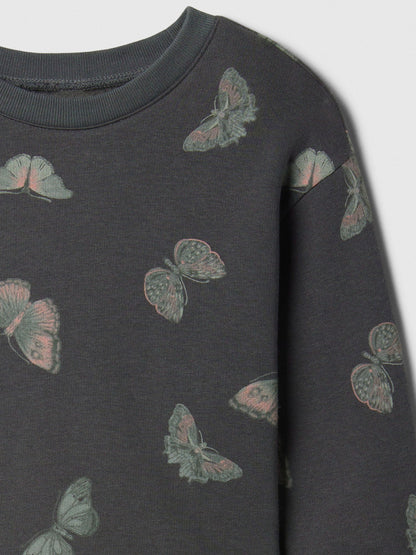 Gri Desenli Fleece Sweatshirt Set