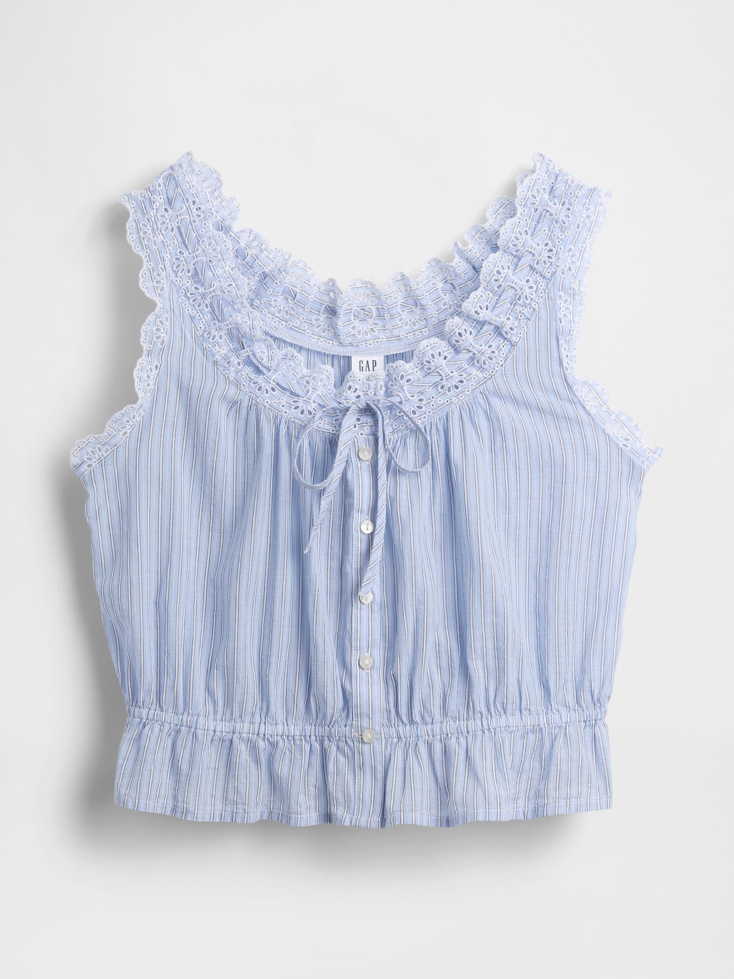 Mavi Eyelet Tie-front Crop Peplum Bluz