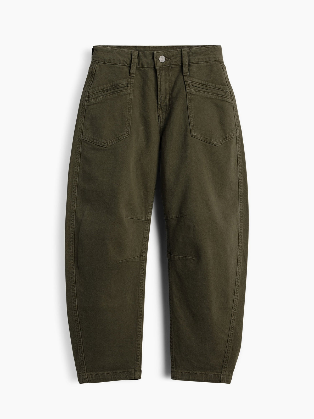 Haki High Rise Barrel Jean Pantolon