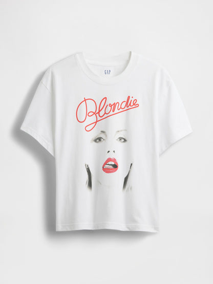 Beyaz Organik Pamuk Grafik T-shirt