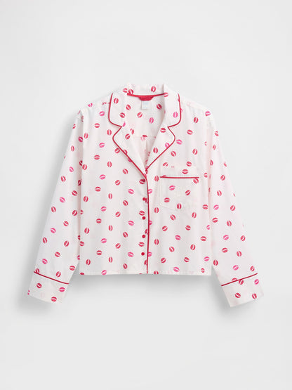 Kırık Beyaz Gap × Summer Fridays Relaxed Poplin Kiss Pijama Üstü