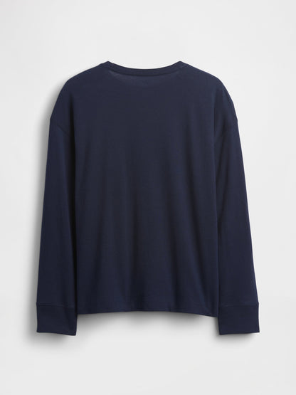 Lacivert Grafik Baskılı T-shirt
