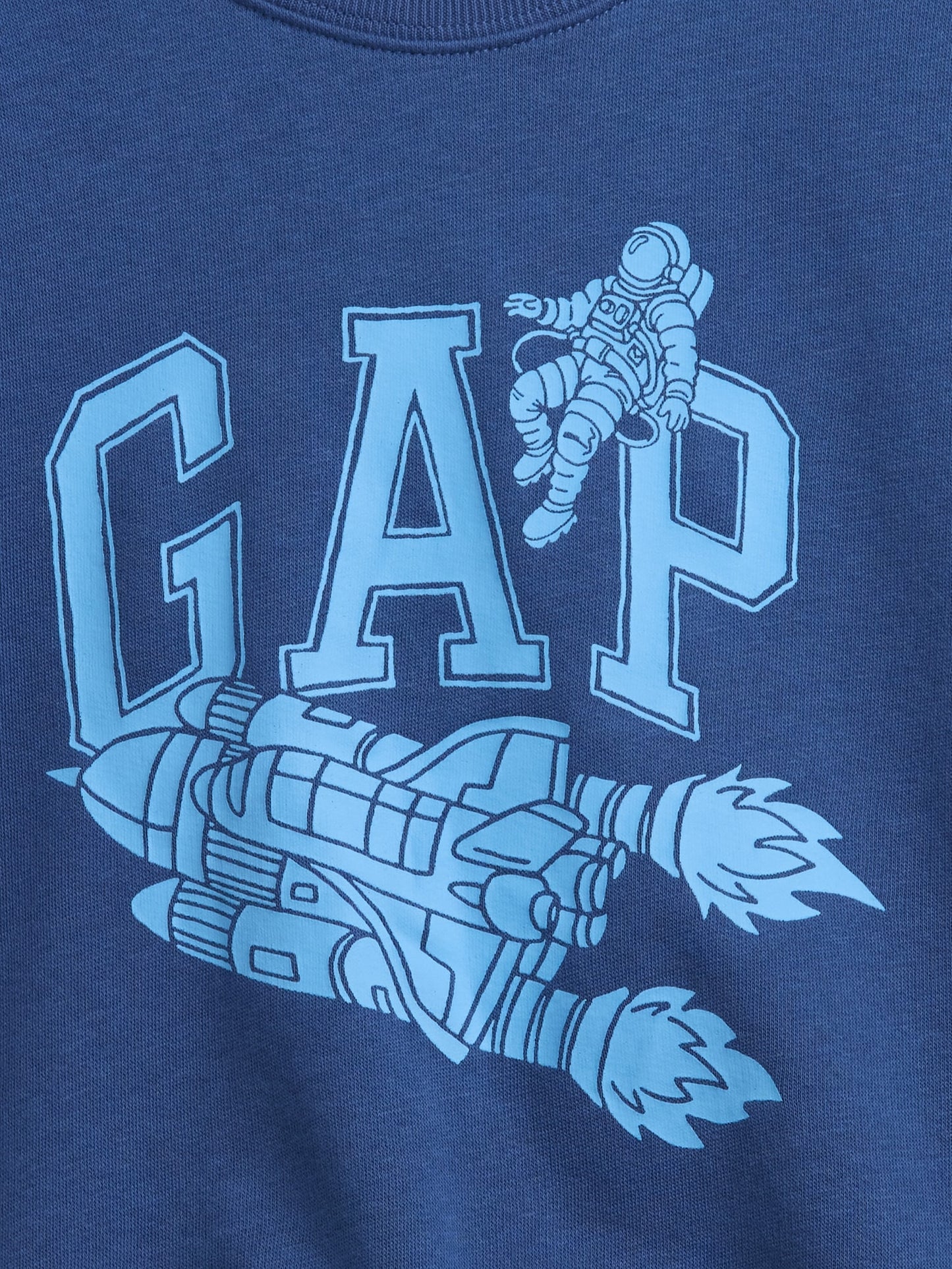 Koyu Mavi Relaxed Fransız Havlu Kumaş Grafik Baskılı Sweatshirt