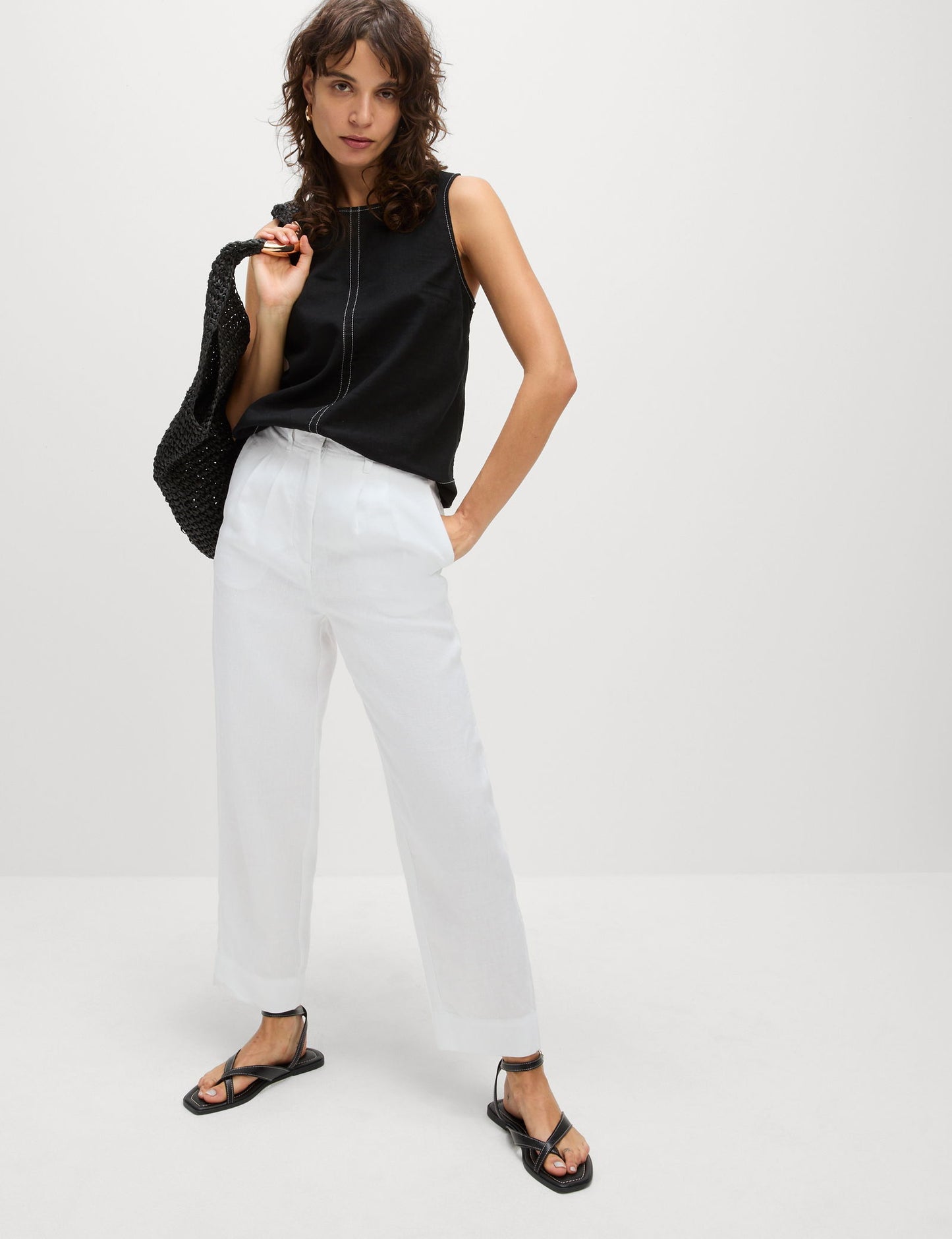Saf Keten Tapered Pantolon