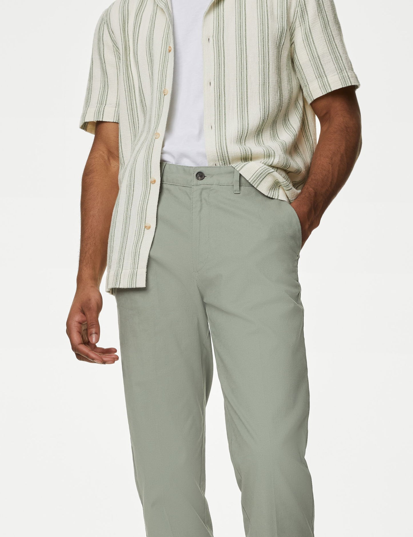 Regular Fit Keten Chino Pantolon