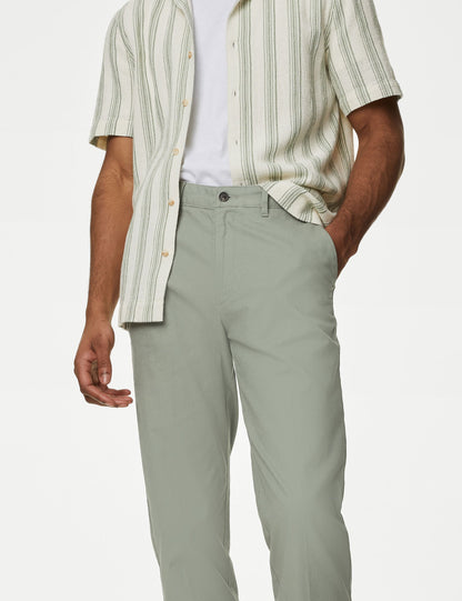 Regular Fit Keten Chino Pantolon