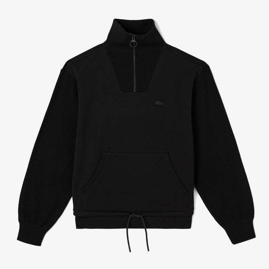 Lacoste Kadın Relaxed Fit Yarım Fermuarlı Siyah Sweatshirt