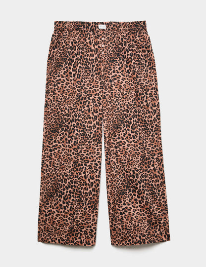 Saf Pamuklu Leopar Desenli Pijama Altı