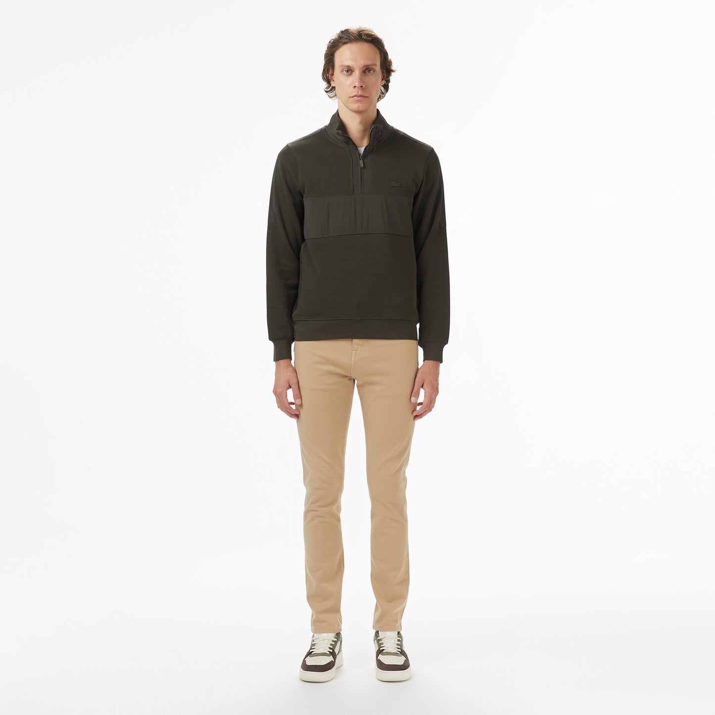 Lacoste Erkek Classic Fit Yarım Fermuarlı Haki Sweatshirt