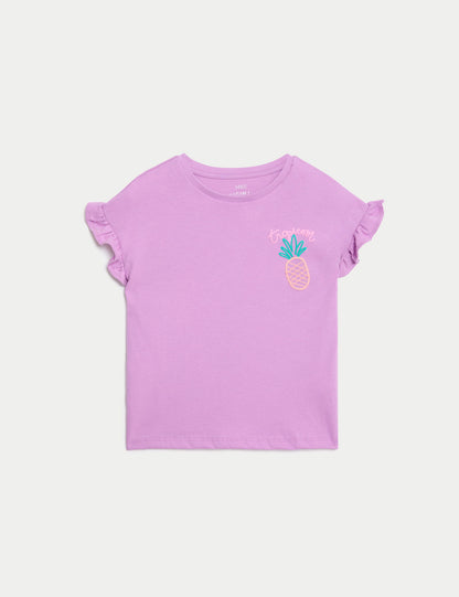 Saf Pamuklu Desenli Kısa Kollu T-shirt (2-8 Yaş)