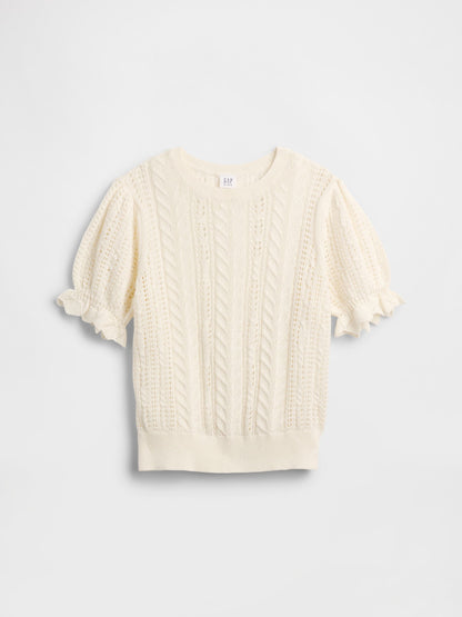 Krem Pointelle Cable-knit Kazak