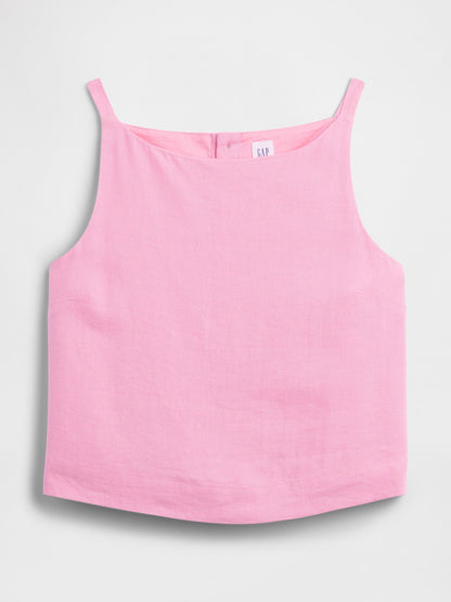 Açık Pembe Keten Karışımlı Apron Bluz