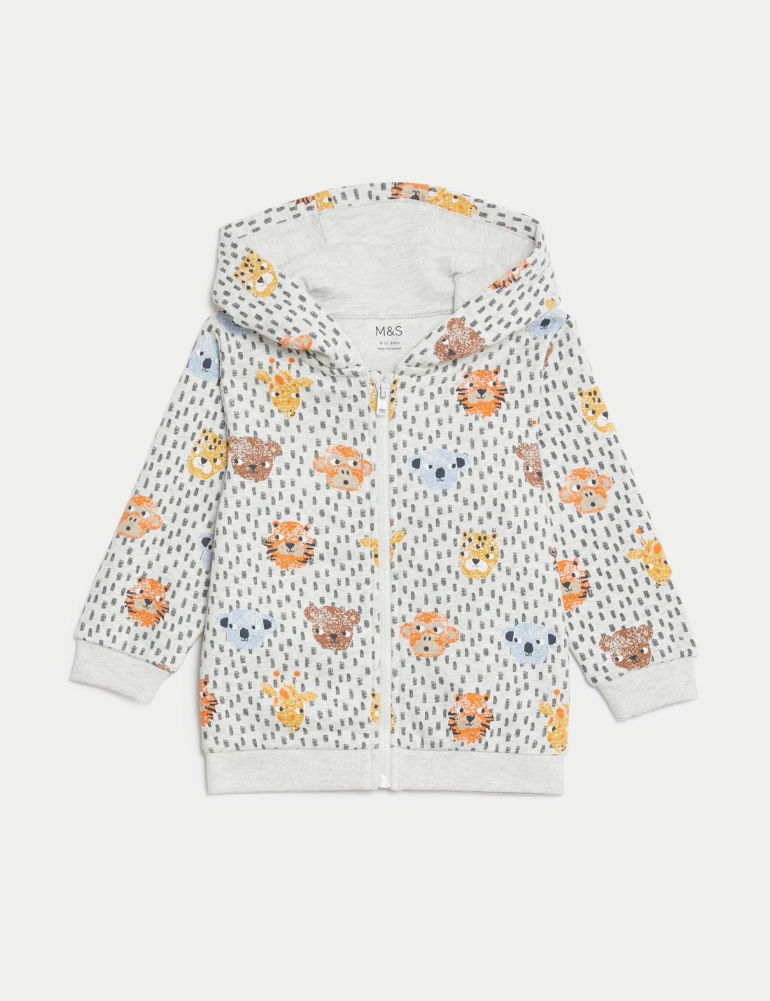 Hayvan Desenli Kapüşonlu Sweatshirt (0-3 Yaş)