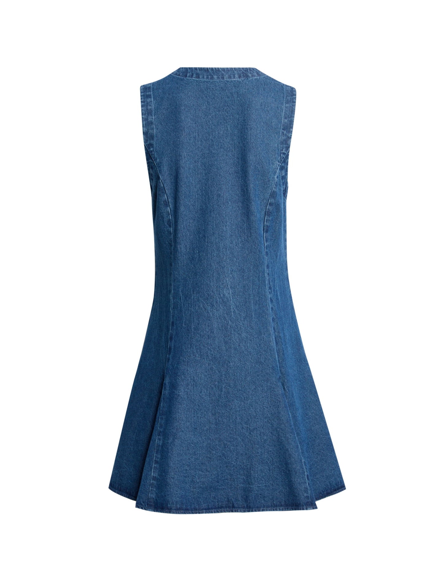 Saf Pamuklu Denim Mini Shift Elbise