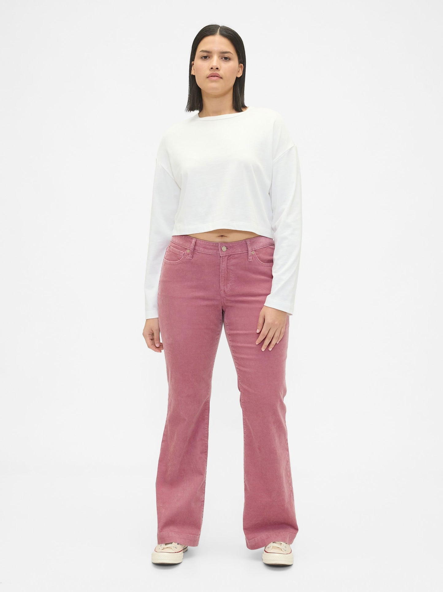Pembe Low Rise Kadife Long & Lean Jean Pantolon
