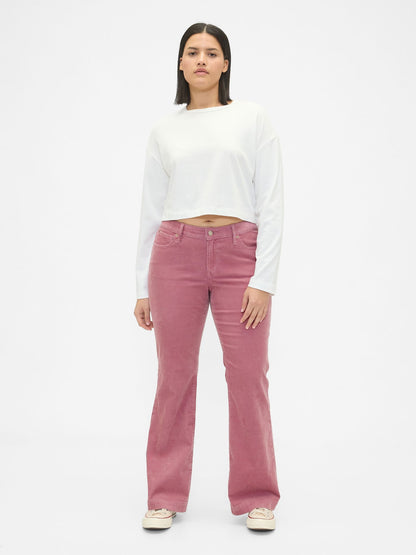 Pembe Low Rise Kadife Long & Lean Jean Pantolon