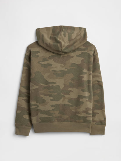 Kamuflaj Relaxed Gap Logo Kamuflaj Kapüşonlu Sweatshirt