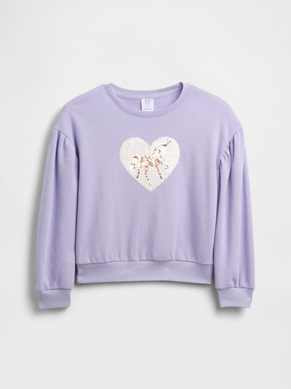 Mor Relaxed Flippy-sequin Grafikli Sweatshirt