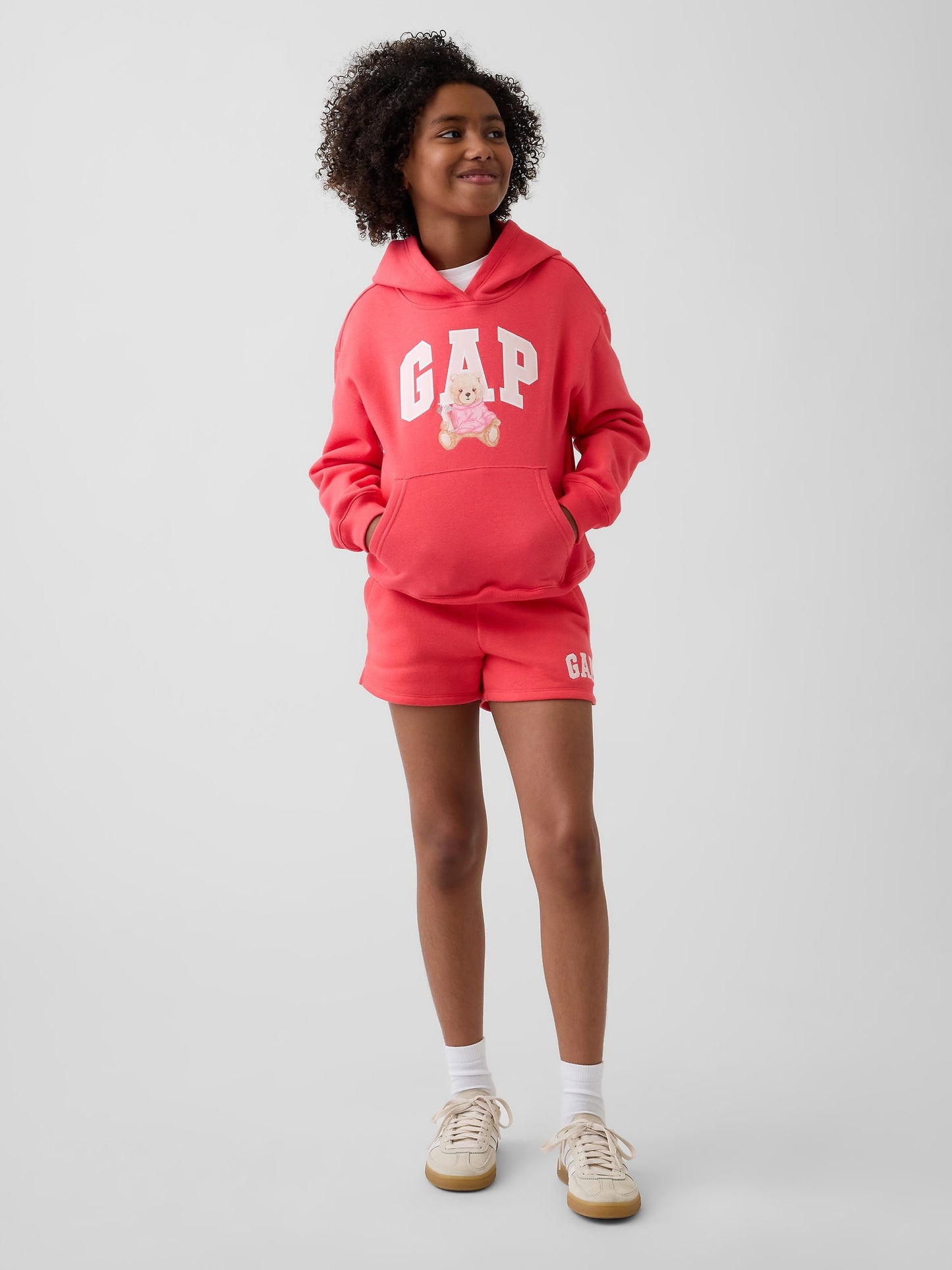 Açık Kırmızı Relaxed Gap Logo Fransız Havlu Kumaş Sweatshirt