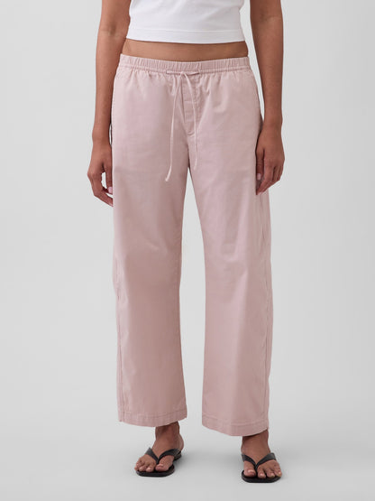 Açık Pembe Mid Rise Easy Barrel Khaki Pantolon