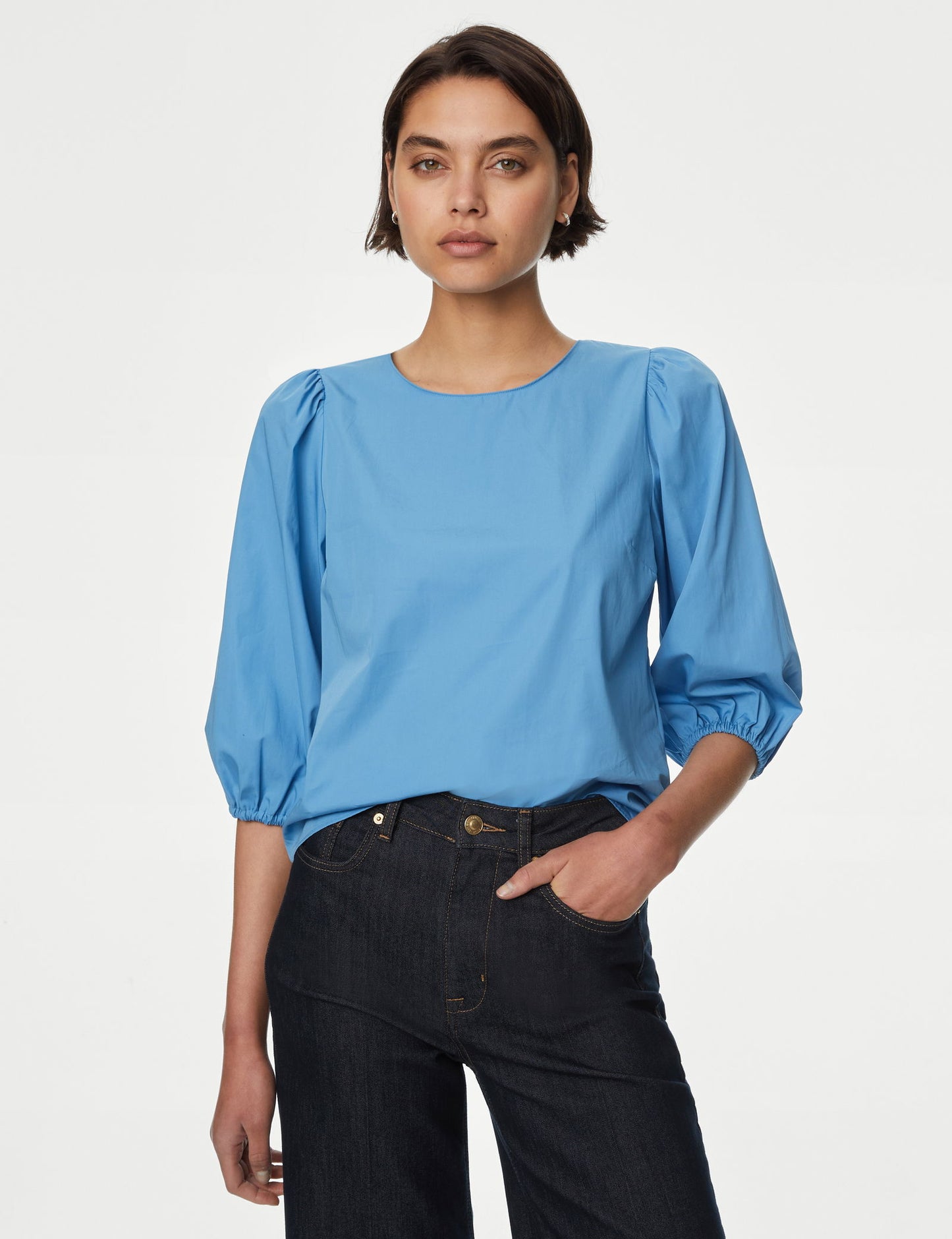 Saf Pamuklu Regular Fit Popover Bluz