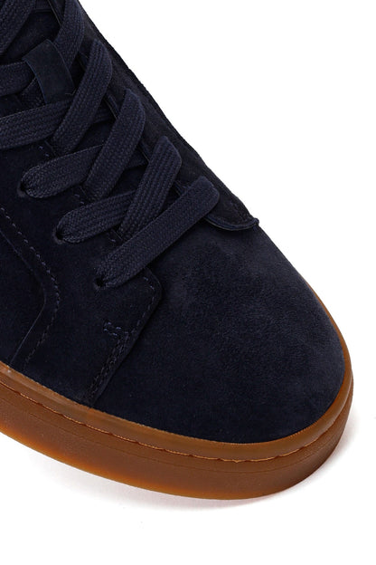 Erkek Lacivert Bağcıklı Süet Deri Sneaker