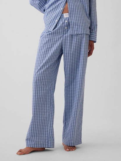 Mavi Poplin Pijama Altı
