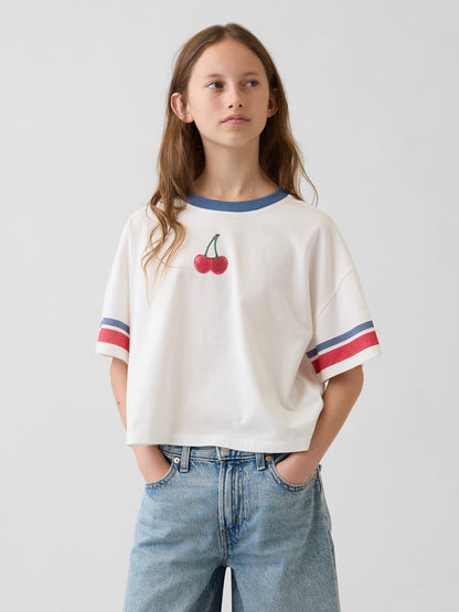 Beyaz Oversized Grafik Baskılı T-shirt