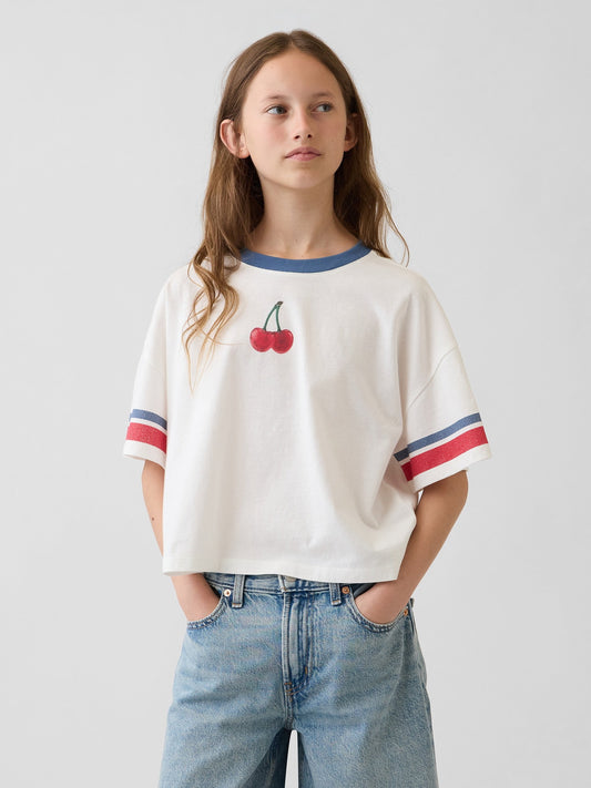 Beyaz Oversized Grafik Baskılı T-shirt
