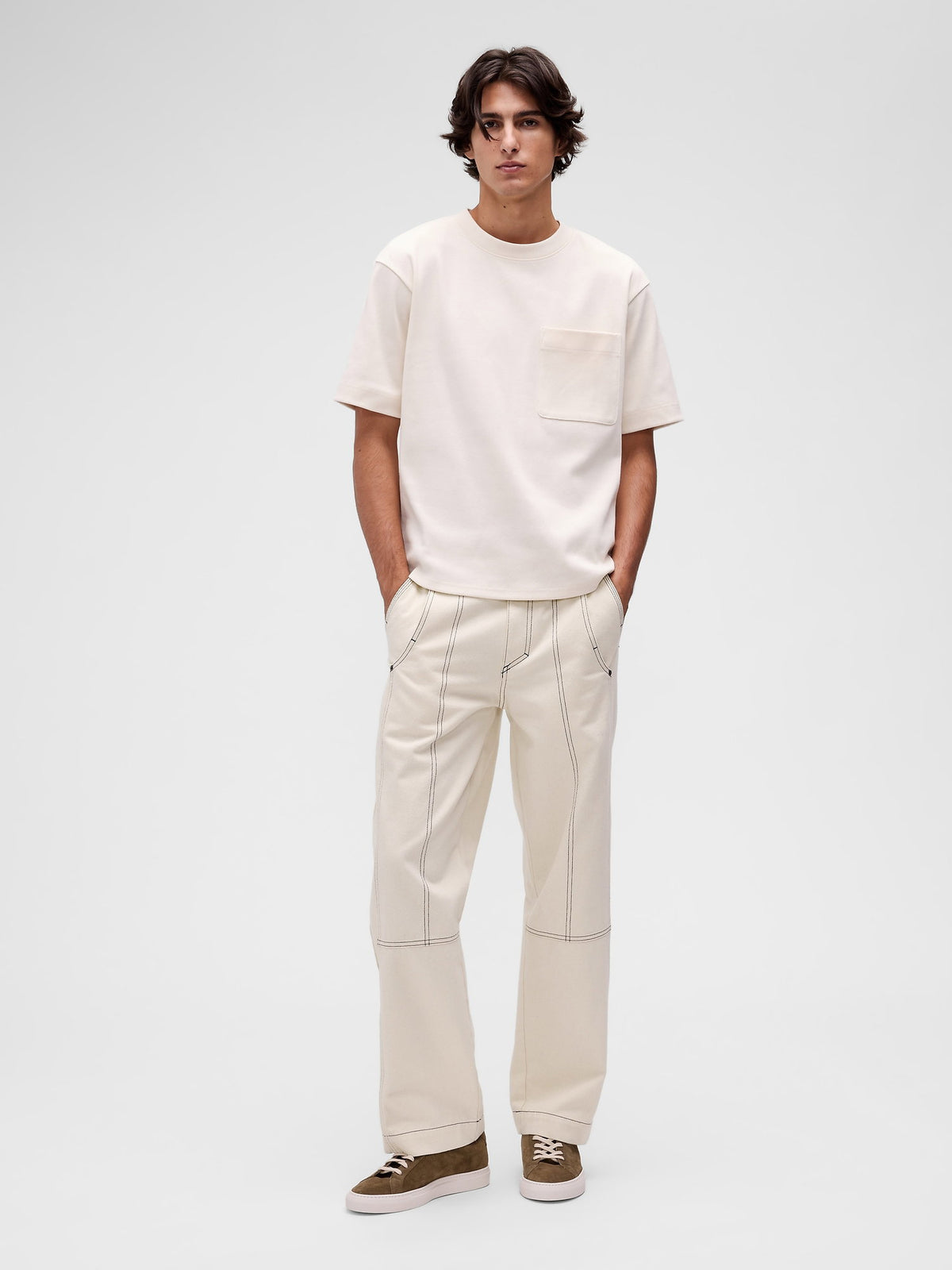 Krem Gapstudio Extra Heavyweight Cepli T-shirt