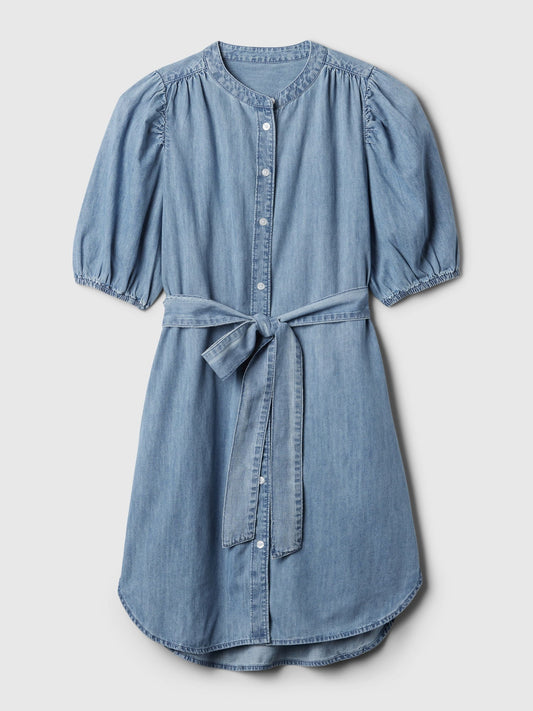 Mavi Balon Kol Denim Elbise