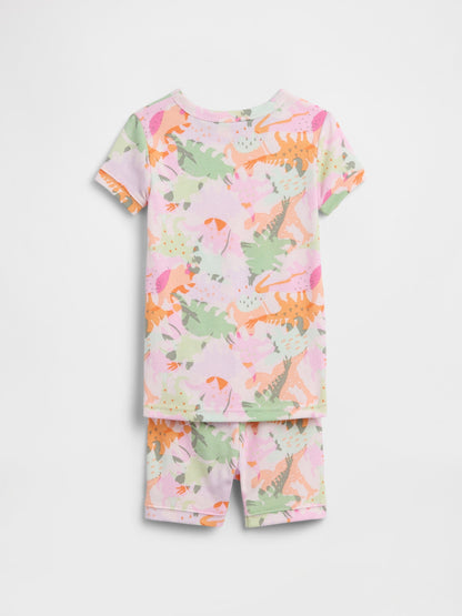 Açık Pembe %100 Organik Pamuk Dino Pijama Takımı