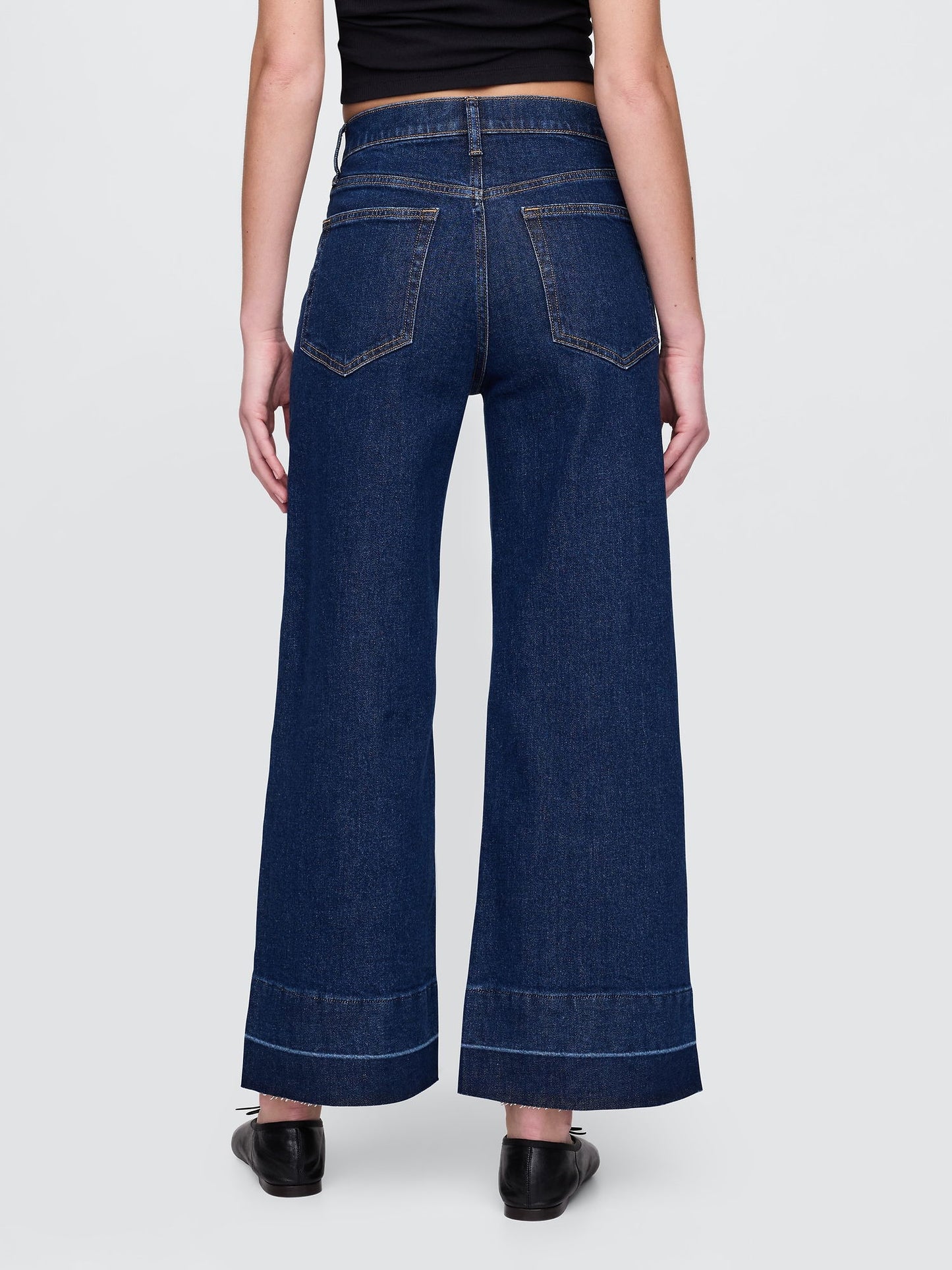 Lacivert High Stride Wide-leg Ankle Jean Pantolon