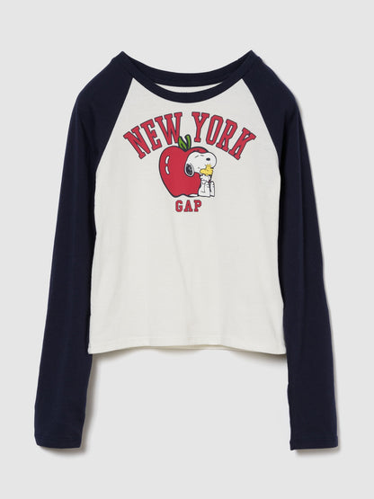 Lacivert Snoopy Logo Uzun Kollu T-shirt