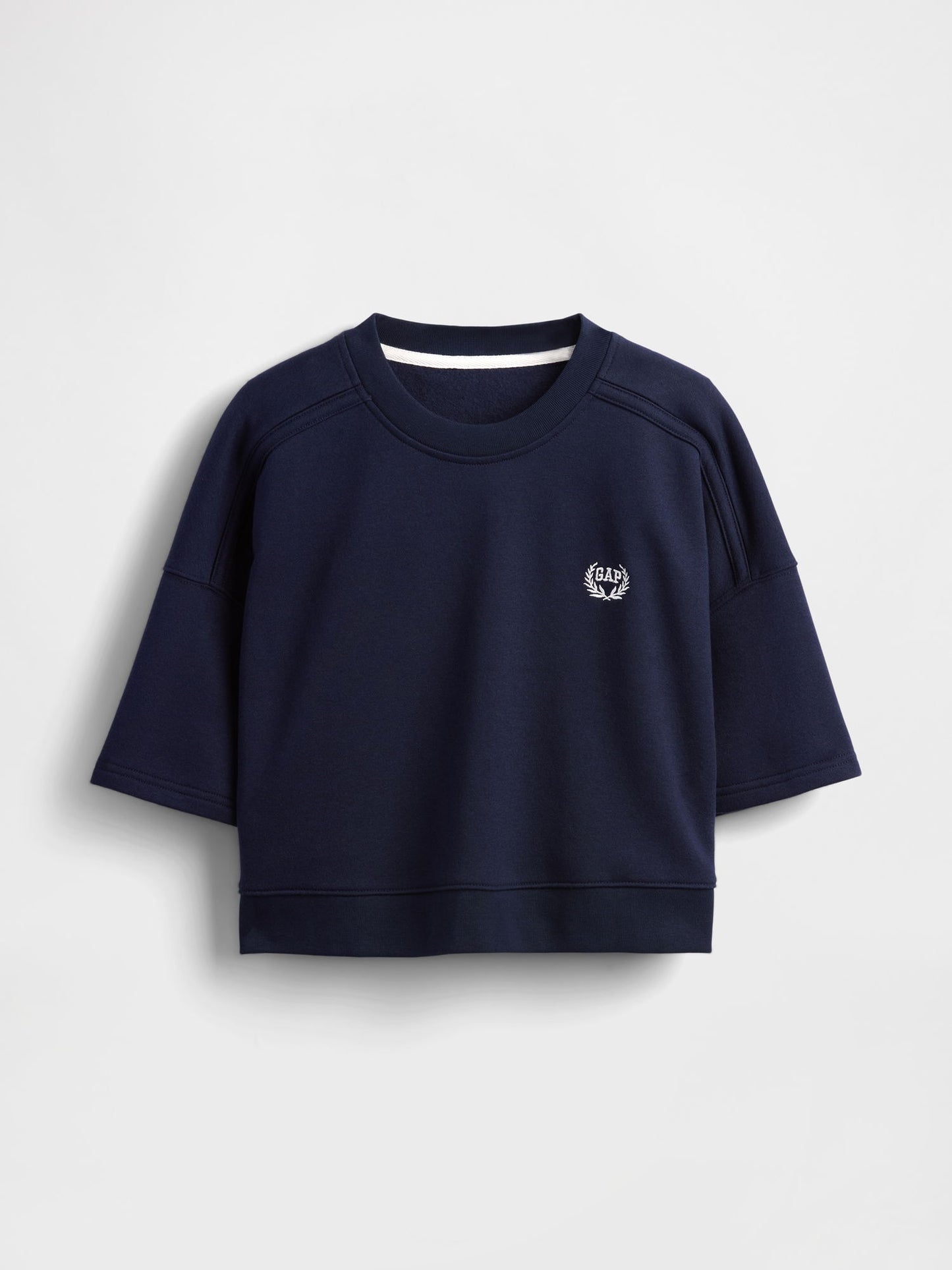 Lacivert Vintagesoft Dirsek Kolu Kısa Sweatshirt