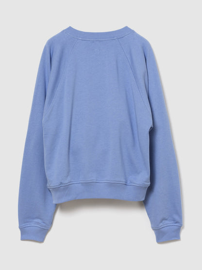 Açık Mavi Fransız Havlu Kumaş Raglan Logo Sweatshirt