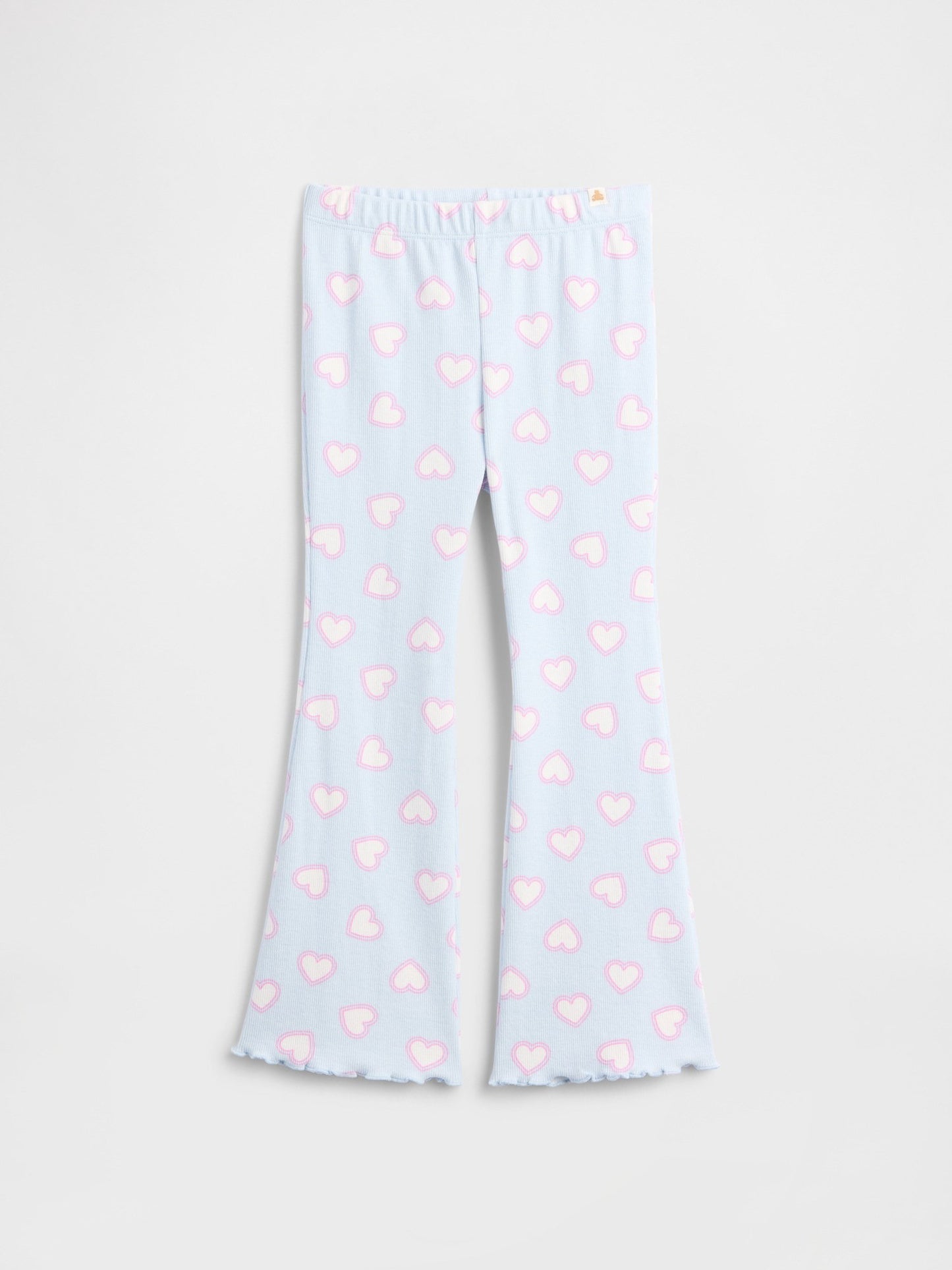 Açık Mavi Pull-on Ribbed Flare Tayt