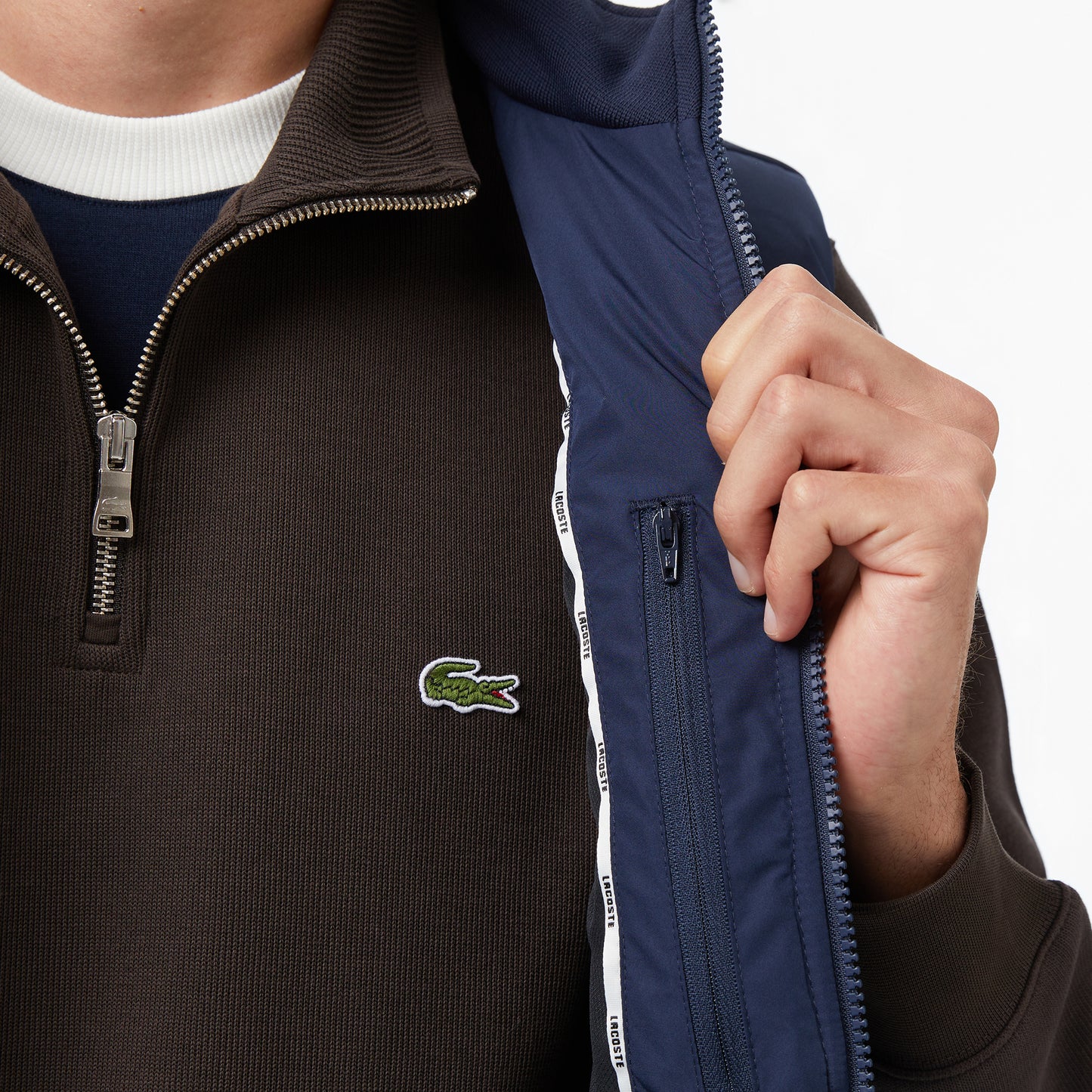 Lacoste Erkek Dik Yaka Lacivert Yelek