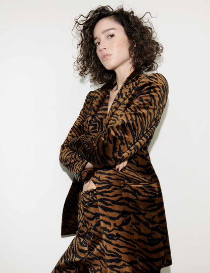 Kadife Leopar Desenli Ceket