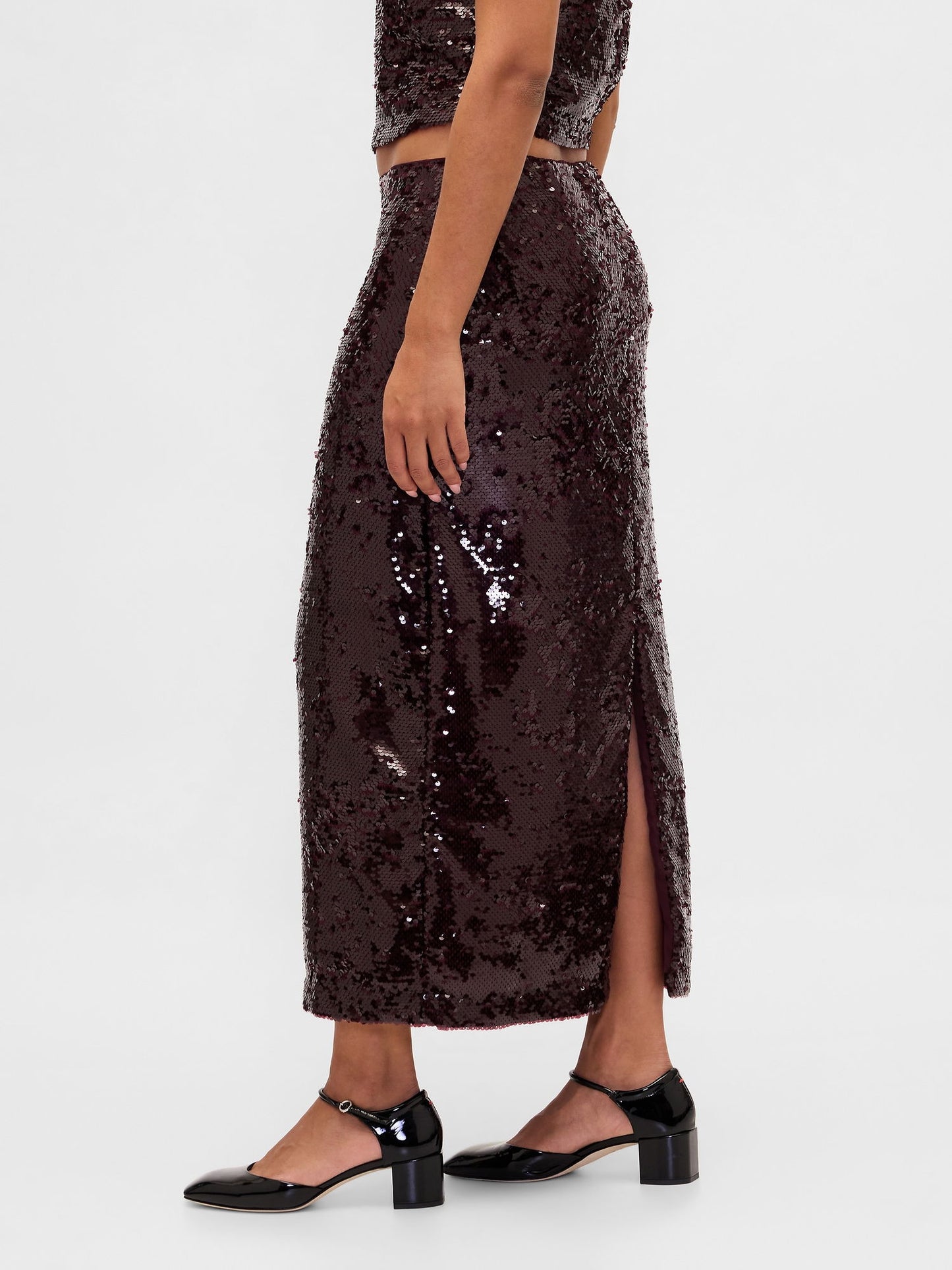 Lacivert Sequin Maxi Etek