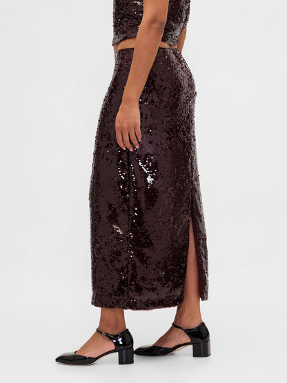 Lacivert Sequin Maxi Etek
