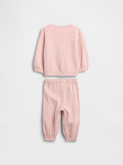 Toz Pembe Cashsoft Pointelle Outfit Set