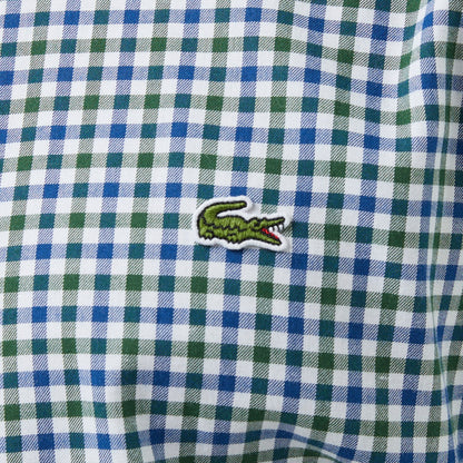 Lacoste Erkek Regular Fit Düğmeli Yaka Kareli Lacivert Gömlek