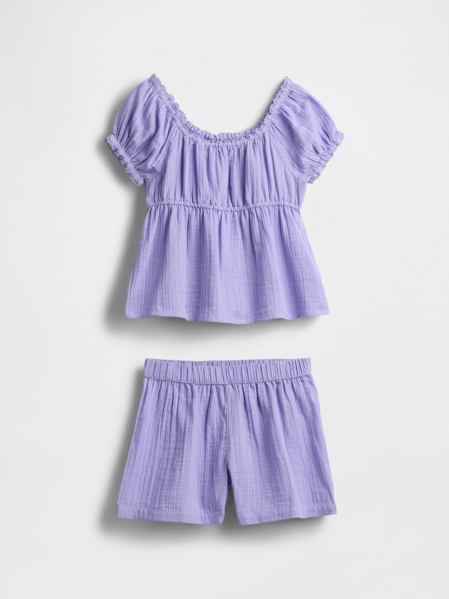 Açık Lila Kids Crinkle Gauze Outfit Set