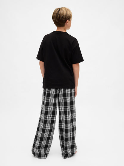 Siyah Gap × Disney Tim Burton’s The Nightmare Before Christmas Skull Flannel Pijama Altı