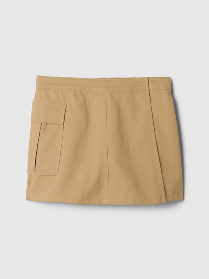 Kahverengi Utility Wrap Şort Etek