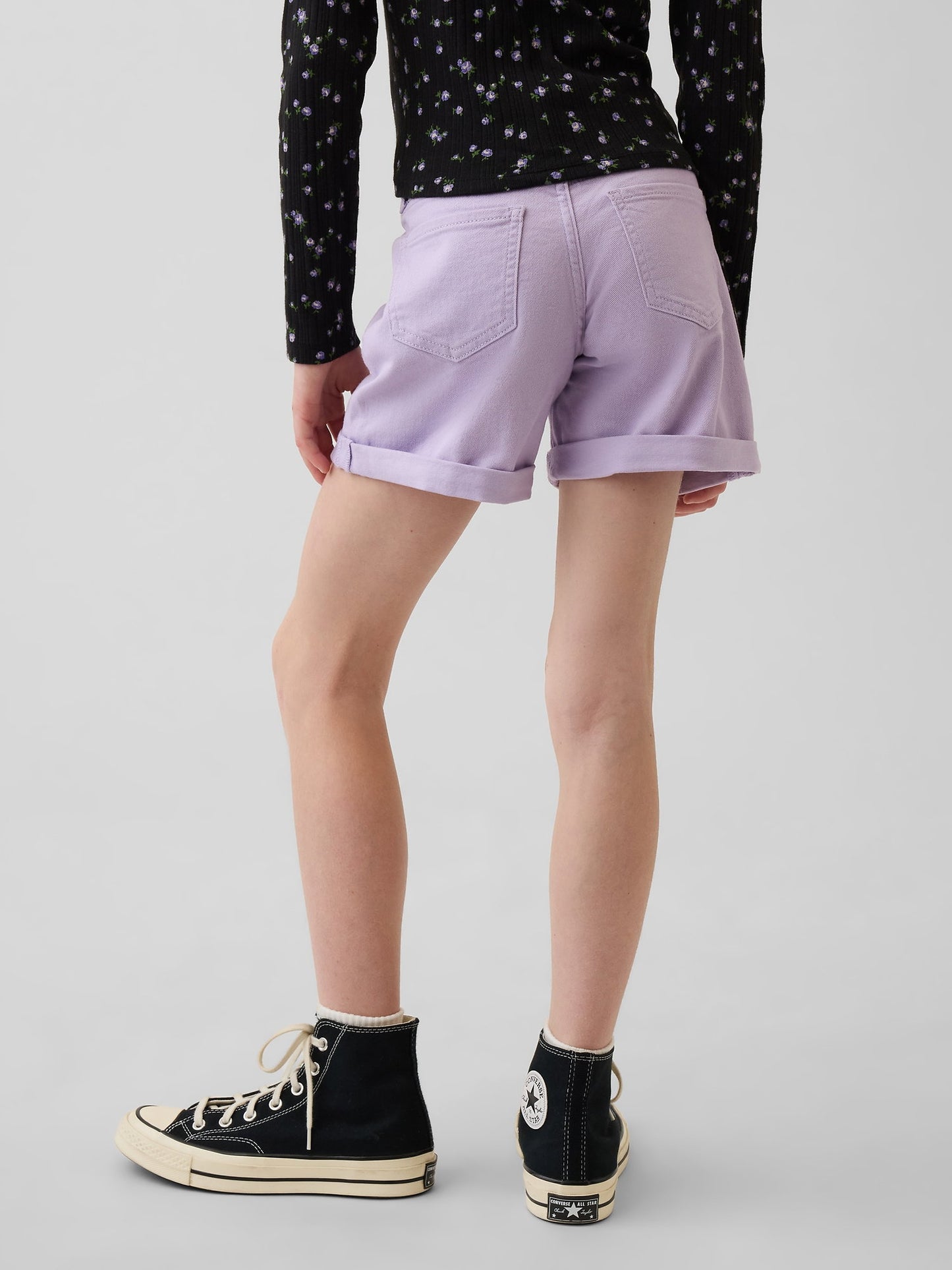 Lila Denim Midi Şort