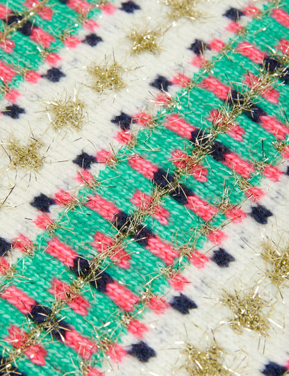 Işıltılı Fair Isle Çizgili Kazak (2-10 Yaş)