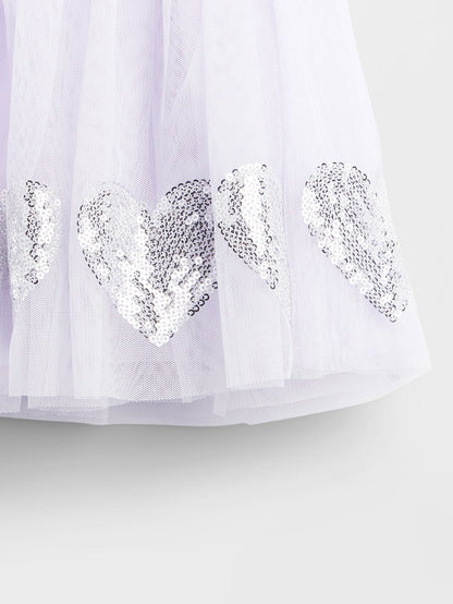 Lila Tulle & Sequin Heart Etek